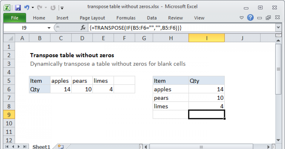 Transpose Table Without Zeros Excel Formula Exceljet 8052